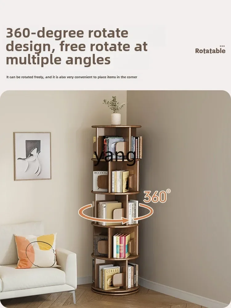 LH  all solid wood children's picture book is strong and durable, multi-layer floor reading shelf can be rotated
