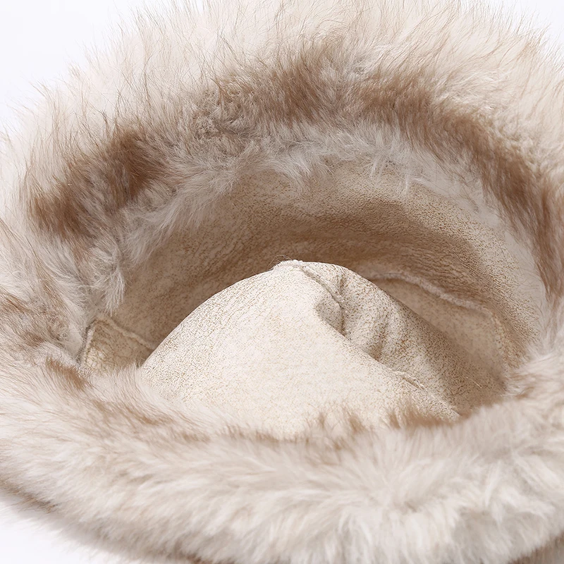 Women Autumn Winter Two‑Tone Plush Bucket Hat Fluffy Warm Fuzzy Fisherman Cap Outdoor Windproof Fashion Casual Lady Soft Bucket