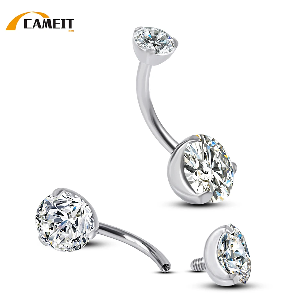 

G23 Titanium CZ Stone Navel Earring Curves Belly Button Ring Women Body Jewelry Bellybutton Piercing Jewellery Barbell