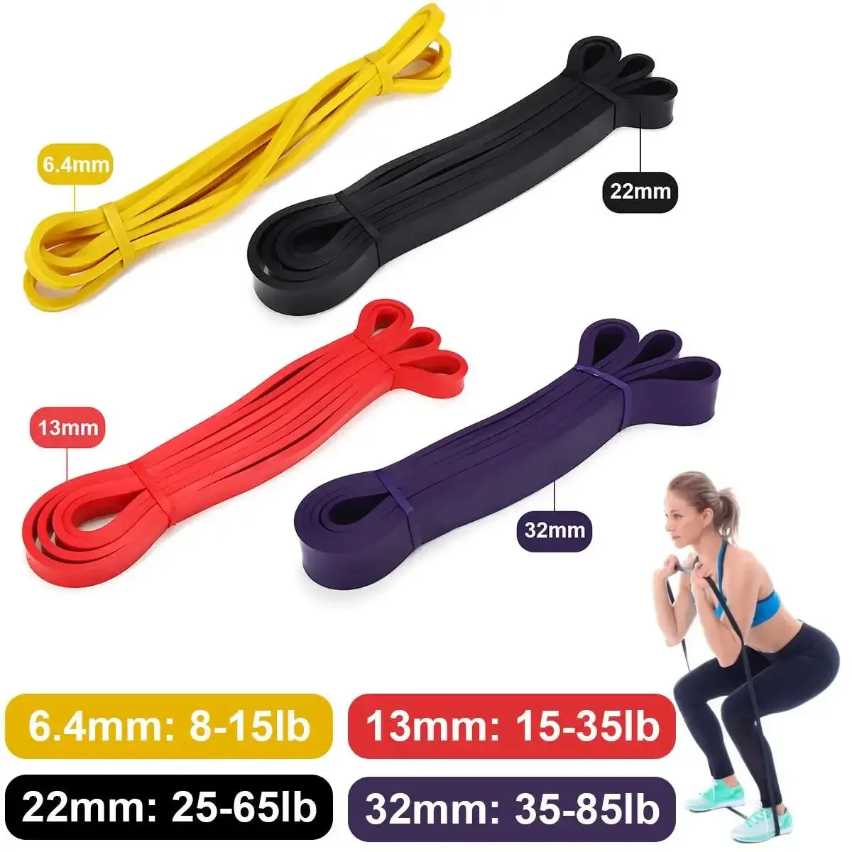 

4 Size Elastic Resistance Bands Unisex Exercise Yoga Training Pull Rope Loop Strength Pilates Expander Workout Fitness Equipment