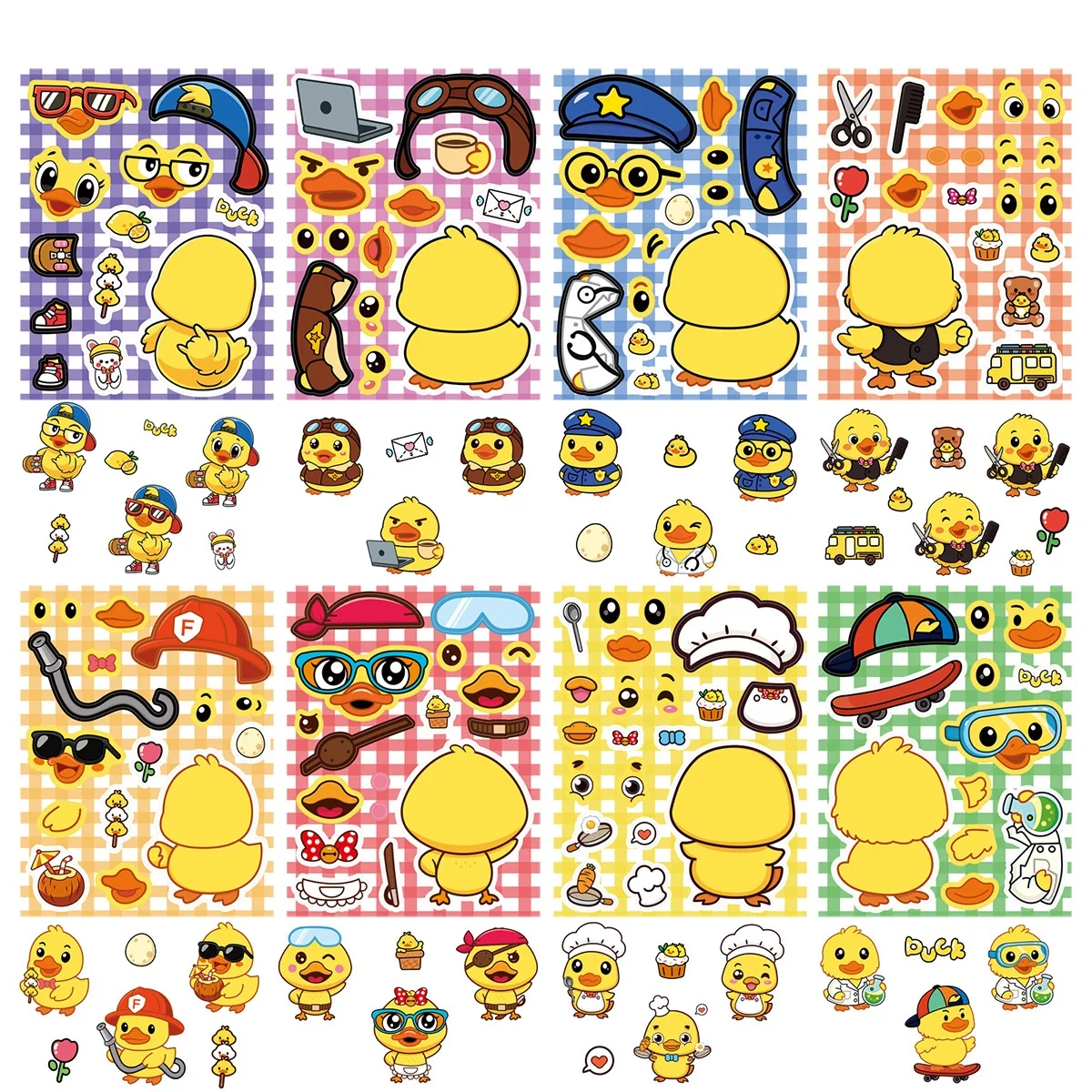

8/16 шт. головоломка с желтым утенком, милые наклейки для лица, чашки, телефона, ноутбука, фортепиано, холодильника, водонепроницаемые наклейки