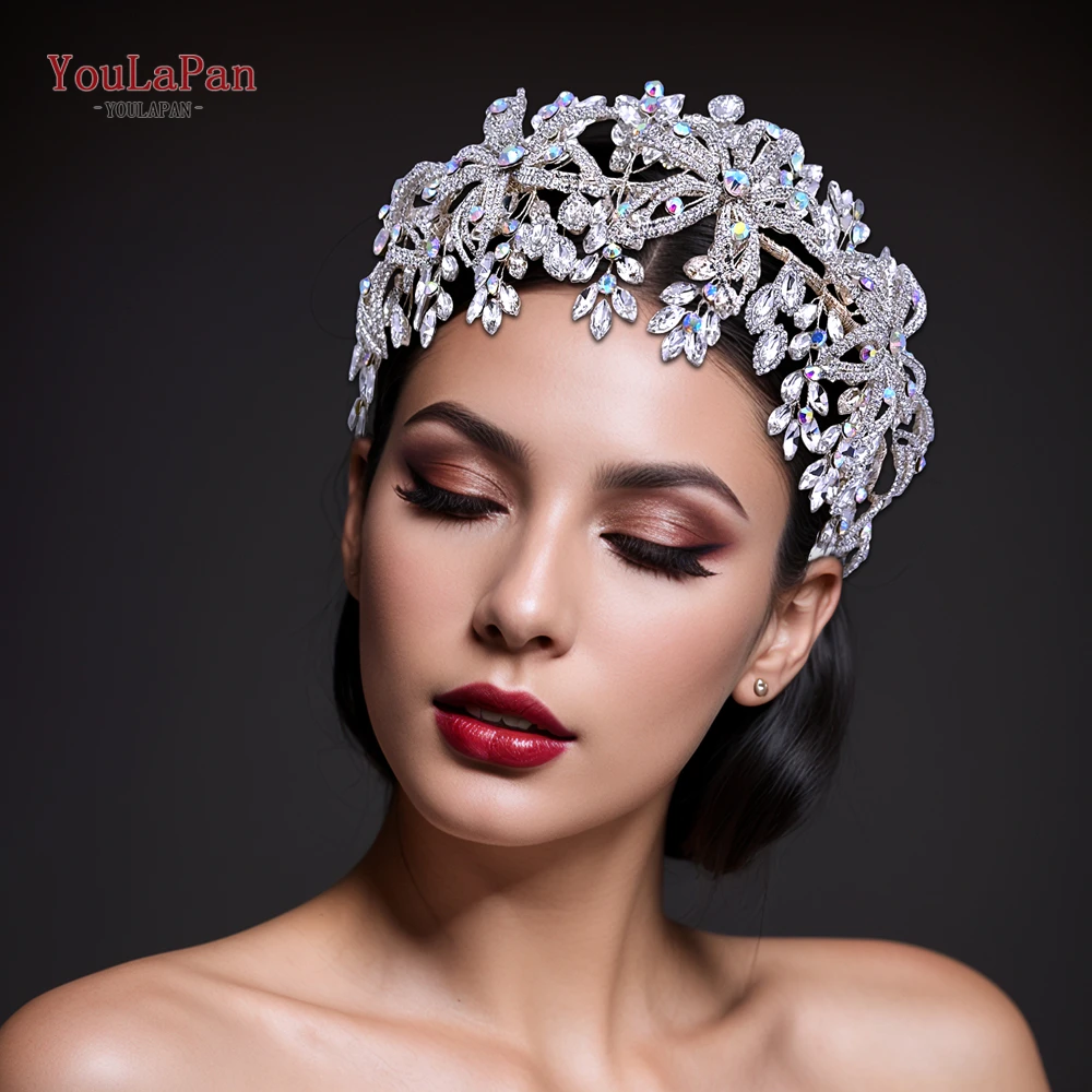 

YouLaPan Crystal Wedding Headband Flower Bridal Headpiece Wedding Hair Accessories Woman Tiara Bride Headdress for Party HP395