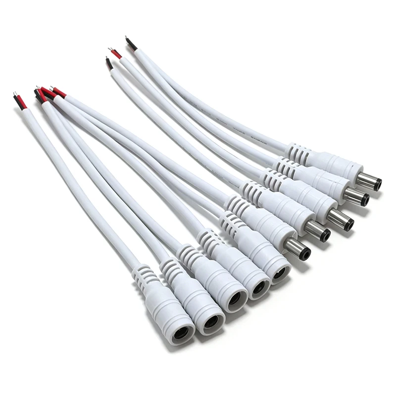 

DC Power Pigtail Cable Wire 5.5mm x 2.1mm DC Male Plug / Female Socket Jack Connector for Repair DIY CCTV Camera LED Light Strip