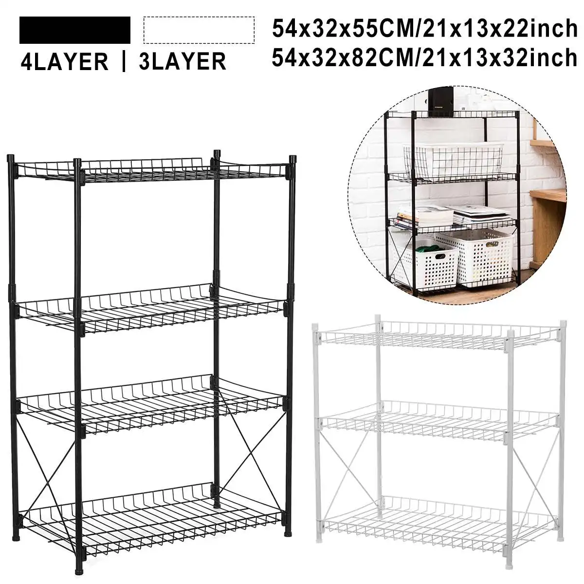 

3/4 Tier Slim Storage Cart Mobile Shelving Unit Organizer Slide Out Storage Rolling Utility Cart Rack for Kitchen Bathroom