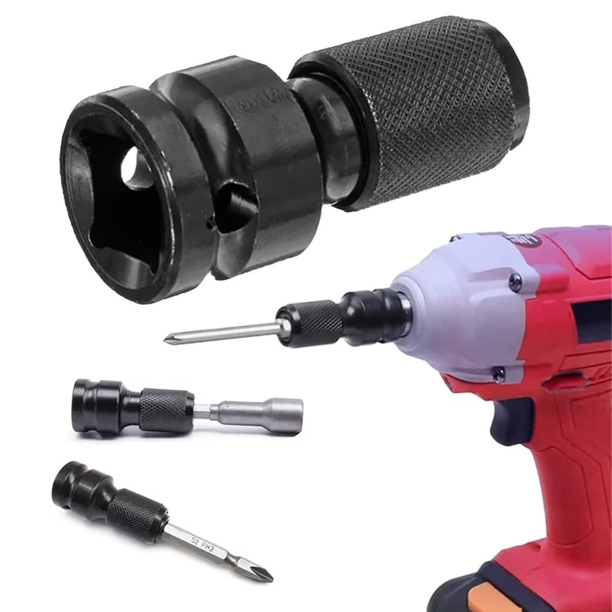 

1/2" to 1/4" Impact Wrench Adapter – Impact-Grade Hex Shank Bit Holder for Cordless Impact Drivers & Power Tools