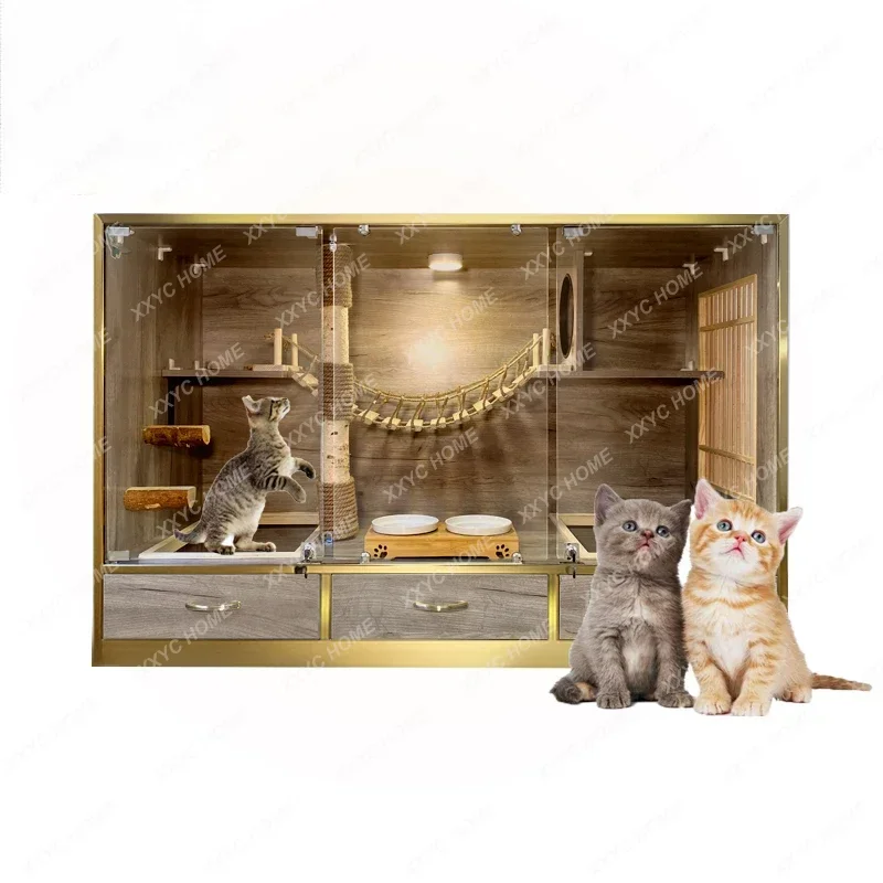 Customized solid wood cat cabinet pet shop display cabinet feeding cabinet dog cage bracket
