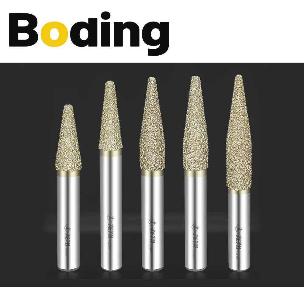 BODING Melt Melting CNC Stone Carving Router Bit Stone Carving Tools Deep Relief Lettering Granite Diamond Engraving Tool