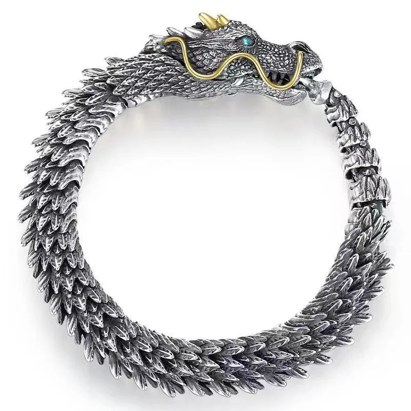2024 Original Viking Black Gun Dragon Men Necklace Hip Hop Rock Style Horn Domineering Unisex Party Copper Vintage Punk Jewelry