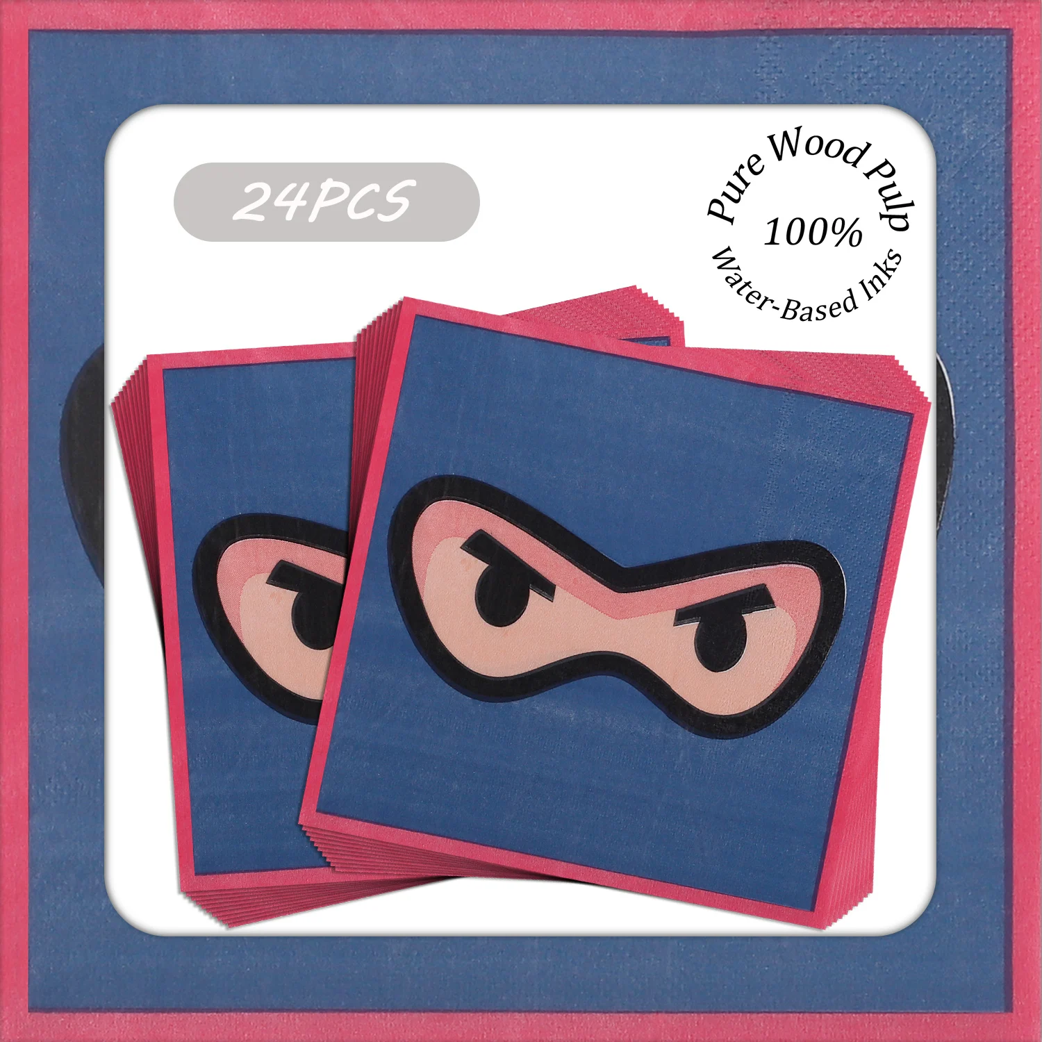 

24pcs Ninja Warrior Party Decorative Cocktail Paper Napkins 33x33cm Disposable Napkins for Boys Birthday Party Table Settings
