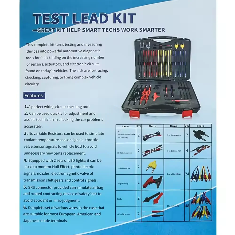 92PC Multifunction Automotive Circuit Repair Kit Harness Terminal Test Lead Probe Connector for Engine Analyzer Vehicle Tools
