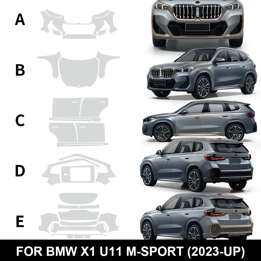 

Защитная пленка KUNGKIC для BMW X1 U11 M Sport 2023, предварительно вырезанная, прозрачная, комплект аксессуаров, PPF, прозрачная, для кузова, ТПУ, оригинал