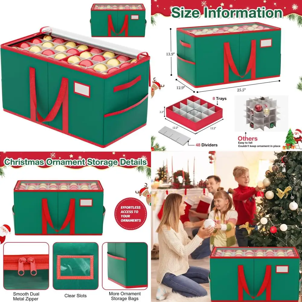 منظم زينة عيد الميلاد صديق للبيئة مع 8 صواني قابلة للتعديل، 128 حجرة #1