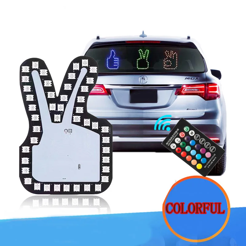 

Car Finger Light With Remote Road Rage Signs Middle Finger Gesture Light LED Gesture Display Lamp Car Interactive Lights