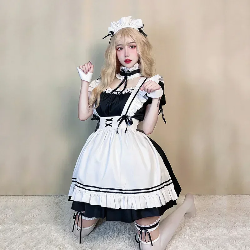Harajuku حزام على أنيمي خادمة الزي Kawaii لوليتا فستان فام كوس الحلو جرلي القط القوس دعوى عيد ميلاد حفلة موسيقية فستان قصير المرأة 2025