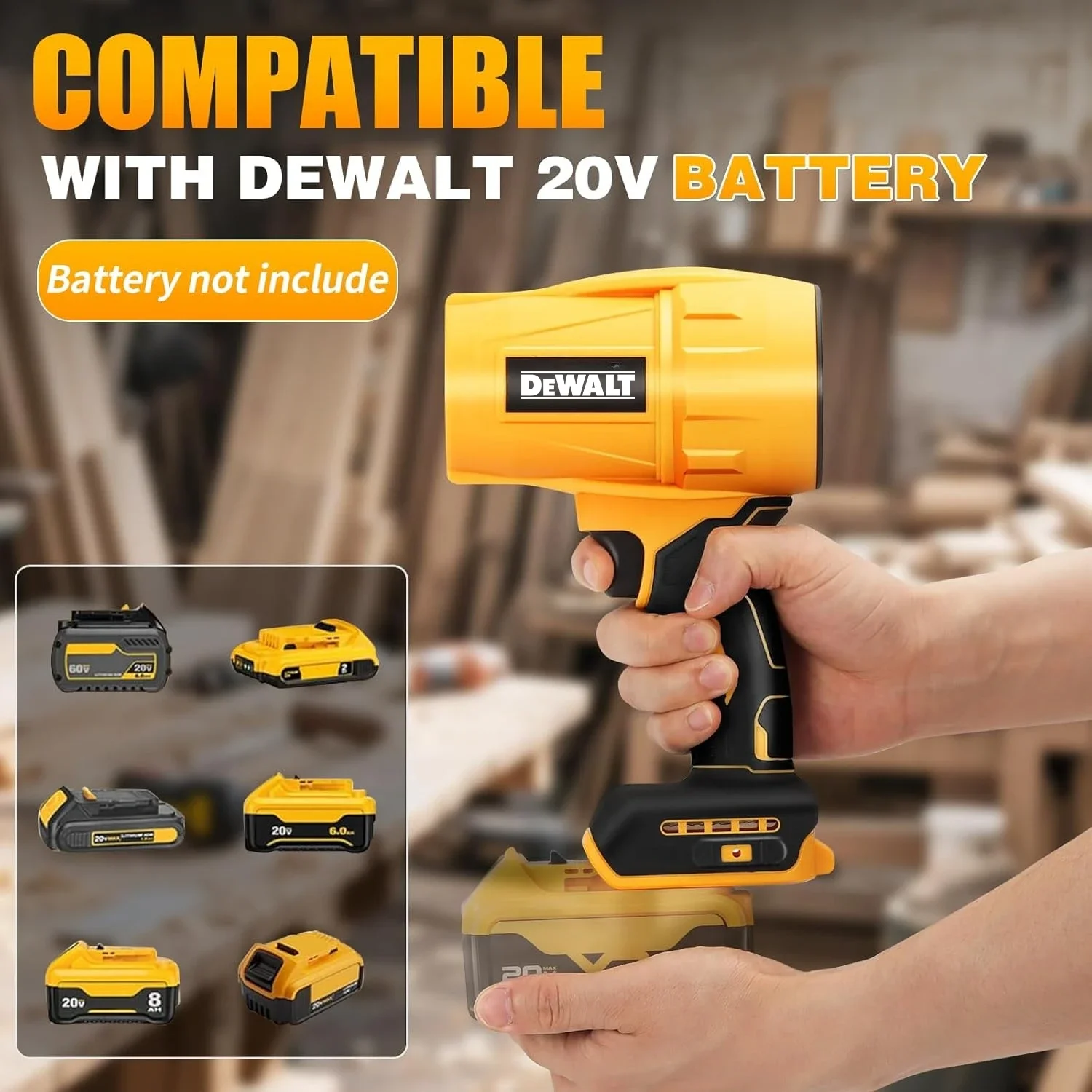 

Беспроводная воздуходувка Dewalt с бесщеточным двигателем, 30000 об/мин, турбовентилятор, ручной мощный вентилятор-сушилка, 20В, перезаряжаемый инструмент для сдувания пыли