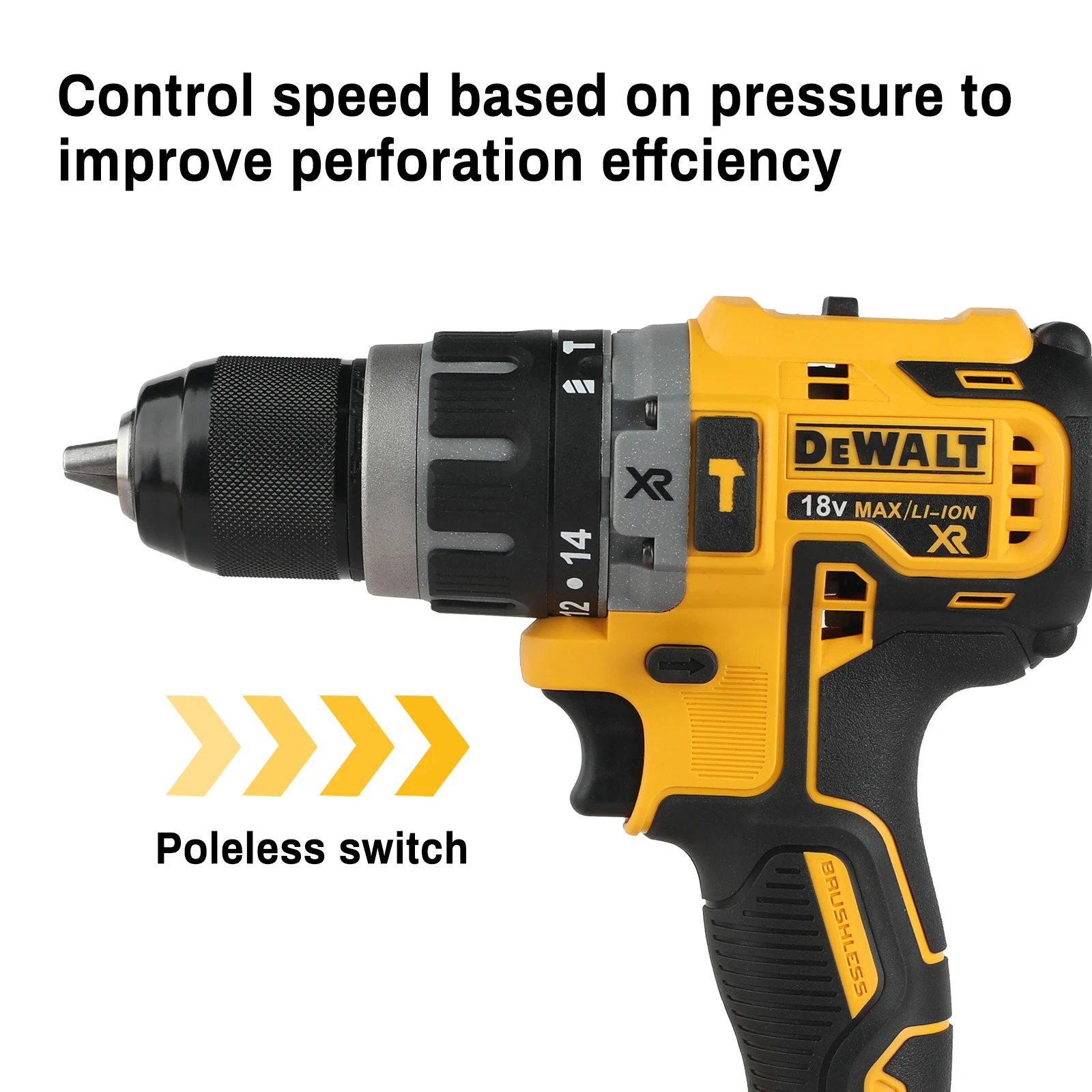 

DEWALT DCD796 13mm Brushless Electric Drill Portable Screwdriver Impact Drill Rechargeable Lithium 20V Battery Power Tool
