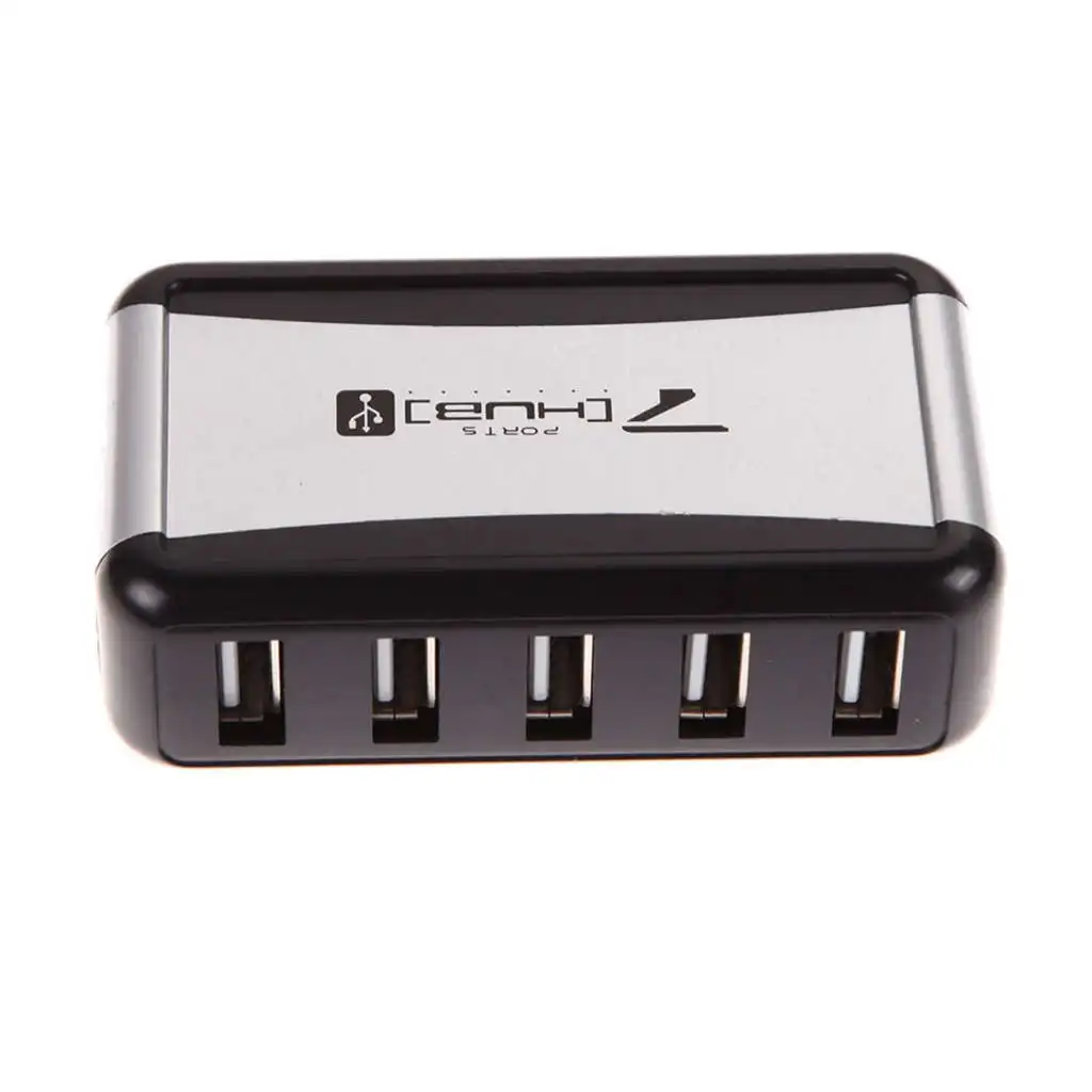 Eu Plug ฮับภายนอก 7 พอร์ต Usb 2.0 พร้อมช่องเสียบแหล่งจ่ายไฟหลายซ็อกเก็ตสําหรับโน๊ตบุ๊คพีซี Mac