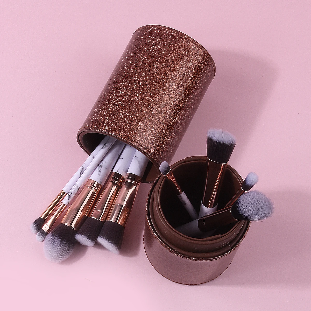 1 Stück kompakter Reise-Aufbewahrungseimer für Make-up-Pinsel – kreisförmiges Deckel-Design ohne Riemen – multifunktionales Make-up-Aufbewahrungswerkzeug