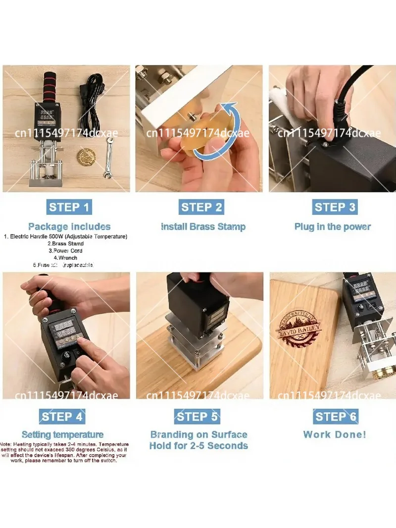 Handheld Hot Stamping Machine 500W Adjustable Temperature Embossing Tool with Copper Mold for DIY Crafts