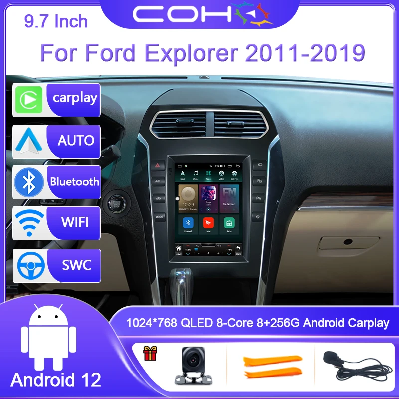 8+256GB Android 12 Car Radio For Ford Explorer 2011-2019 Carplay Android Auto 4G Car multimedia player GPS QLED