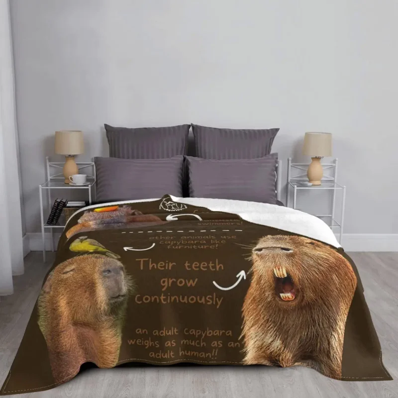 Capybara Fun Facts Cute Animal Blanket Coral Fleece Plush Winter Breathable Soft Throw Blankets for Bedding Couch Bedspreads