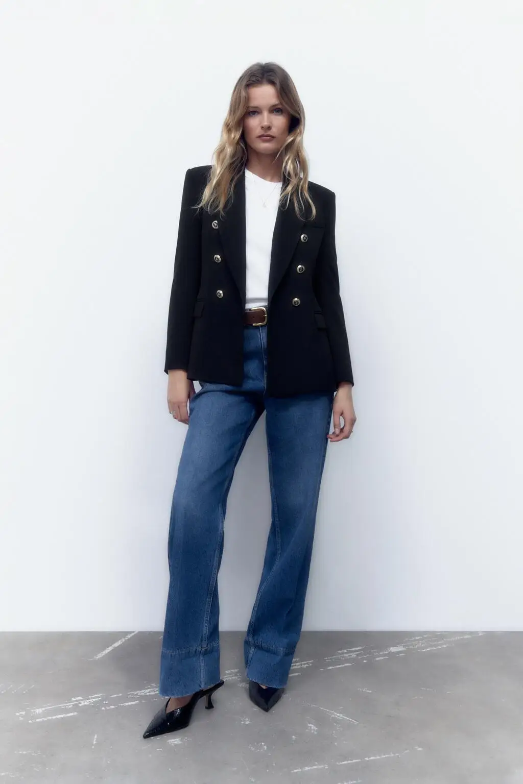 

Ele Tailored Casual Double-Breasted Slim Fit Suit Jaet for Women New 2023 Faion Long Sve Pure Color Autumn Wear