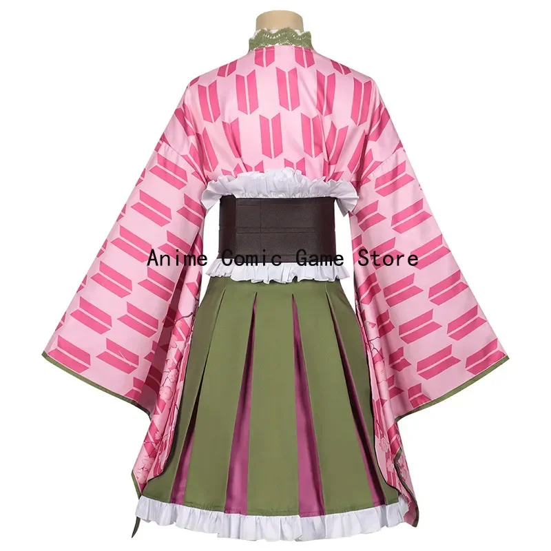 In Stock S-XXL Kanroji Mitsuri Cosplay Costume Wig Anime Demon 5th Anniversary Kimono Dress Halloween Party Outfits for Women