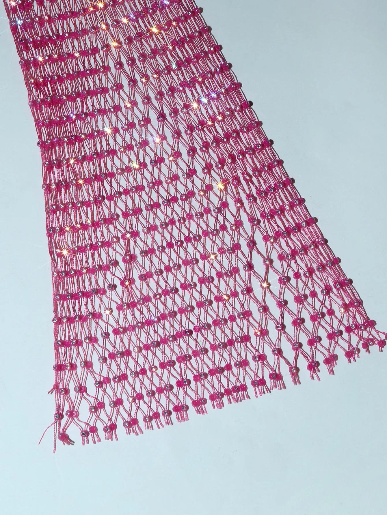 Women Sling Top 2 Piece Set Sexy Halter Neck Bra And Shiny Rhinestone See Through Mesh Off Shoulder T Short Beach Party Crop Top