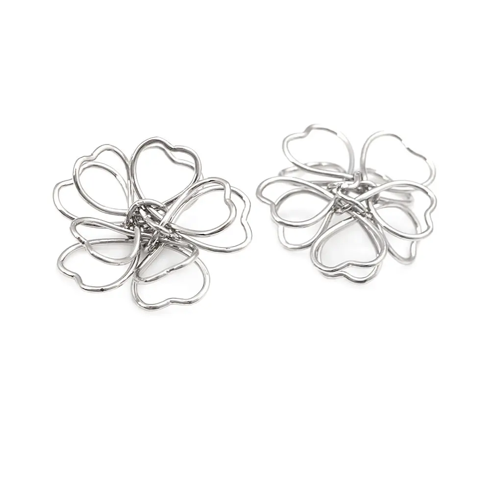 18K Gold Color 3D Wire Flower Charms Pendants High Quality Diy Jewelry Making Necklace Earrings Accessories for Women