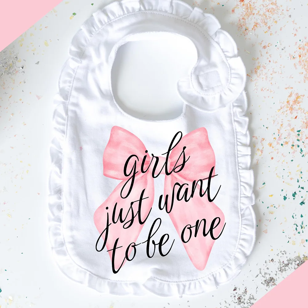 

Coquette Bow Baby Bib First Birthday Theme Party Decor Girls Just Want To Be One First Birthday Bib Cake Smash Prop Baby Shower
