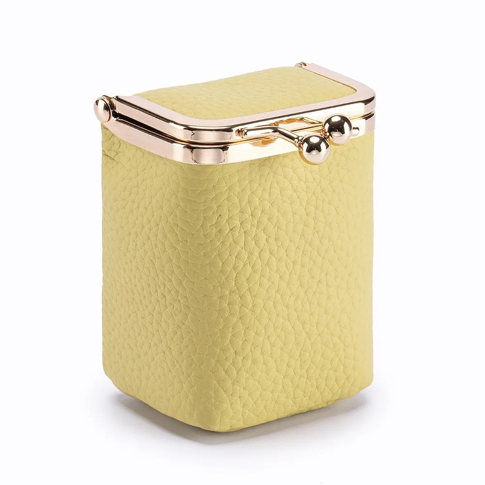 

Elegant Portable Kiss Lock Coin Purse Exquisite Pouch Leather Jewelry Bag Classic Simple Small Item Bag Woman Girls