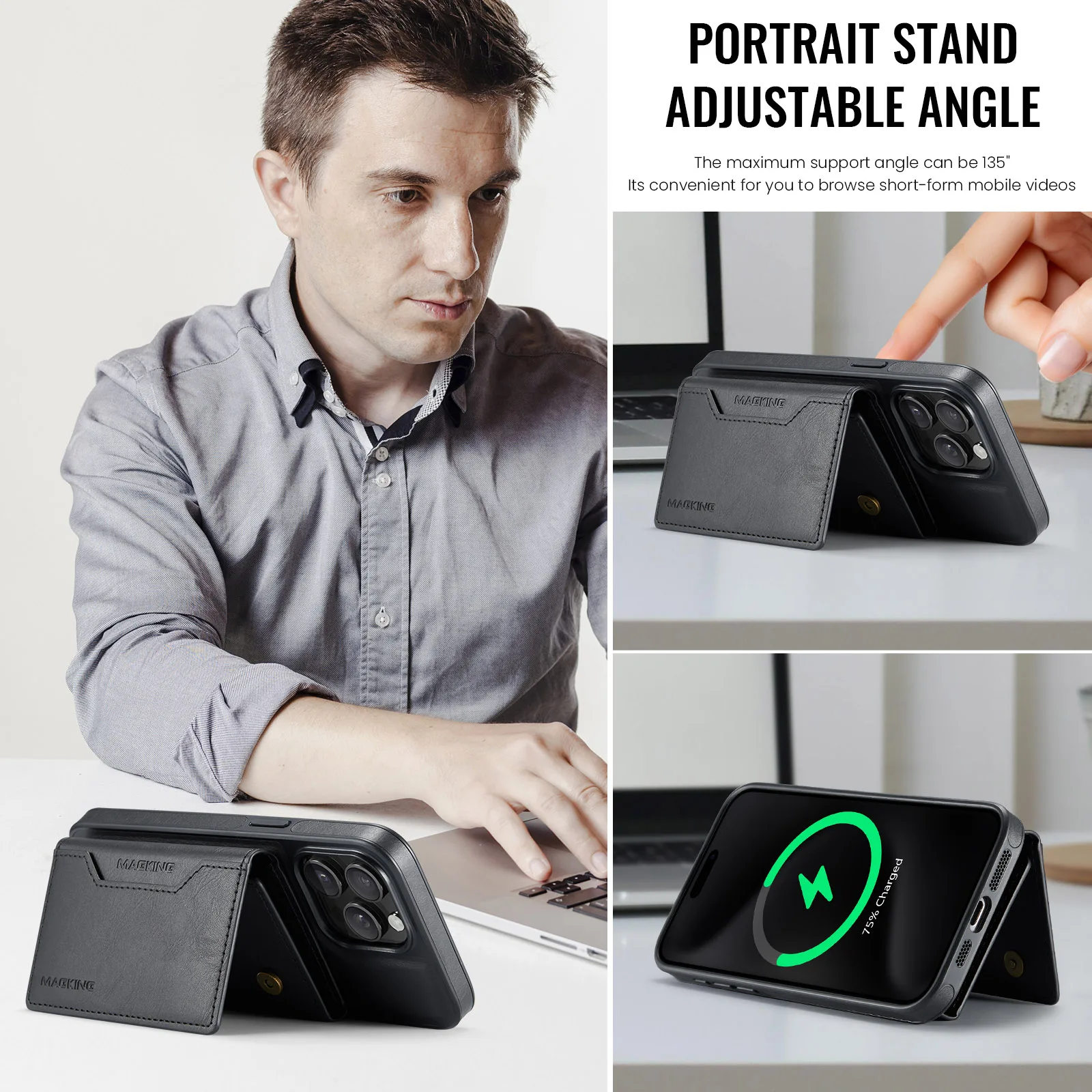 Detachable 2-in-1 Magnetic Wallet Case with Multi Cards Pocket For iPhone 16 17 Pro Max 17Air 15 14 Plus 13 12 For Magsafe Cover
