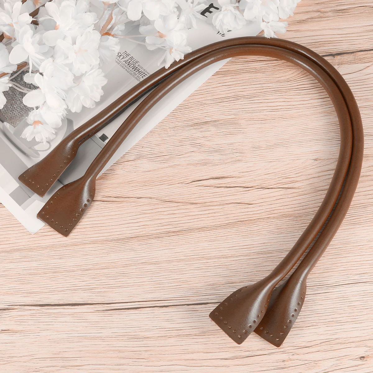 

2Pcs Tote Bag Strap Premium PU Replacement Handle Durable Comfortable Wrist Belt DIY Bag Accessory Coffee