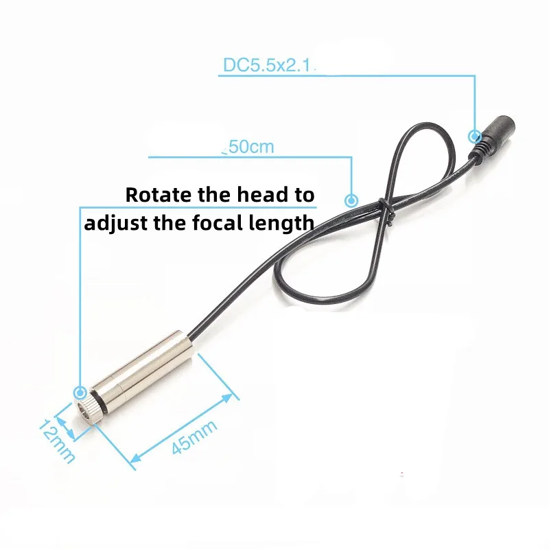 100Mw 50Mw 30Mw 20Mw 10Mw 12Mm Rood Licht Verstelbare Brandpuntsafstand Lasermodule Dc Plug Laserpositionering Kruisvormige Puntvorm