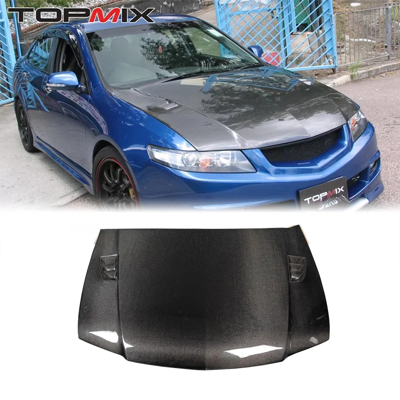 For Honda 2003-2007 Accord Euro R CL7 Type-S CL9 Mu RR-Style Vented Carbon Fiber Engine Hood