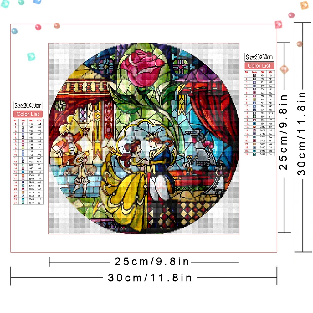 Disney Diamond Mosaic Beauty And The Beast Cinderella Embroidery Picture Princess Prince Painting Cross Stitch Wall Decor