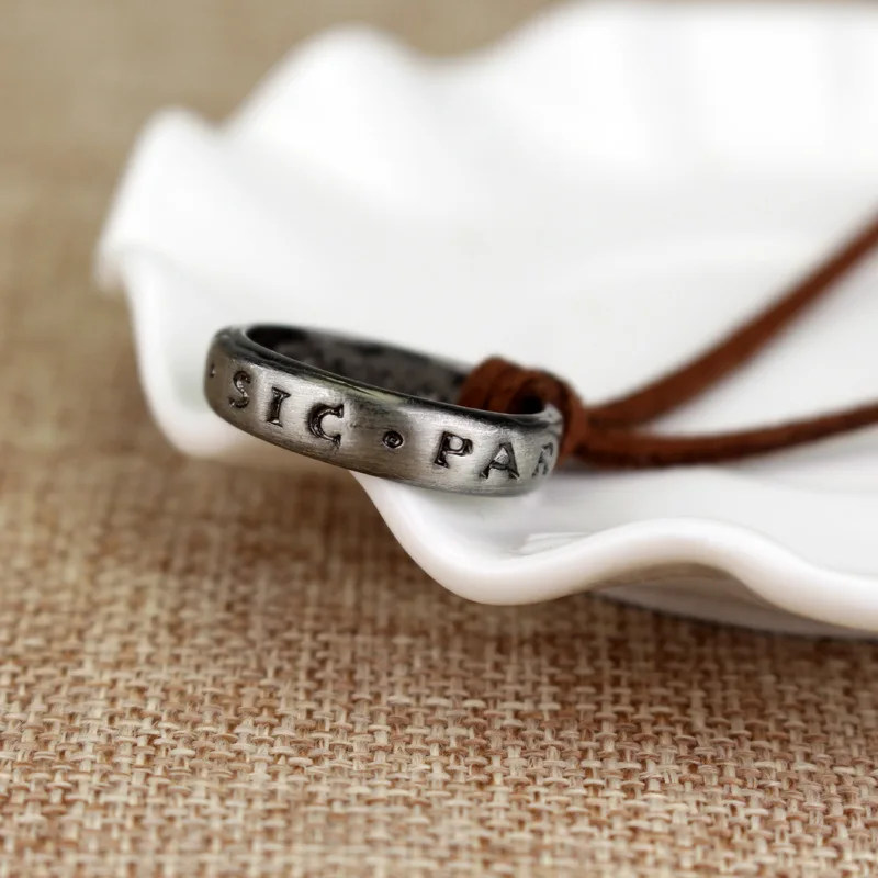 Movie Game Uncharted 4 Necklace Nathan Drake Cosplay Ring Leather Code Ancient Vintage Pendant Jewelry Prop image 2