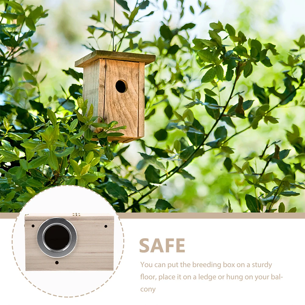 

2 Pcs Wooden Bird Nest Breeding for Parakeets House Hanging Outdoor Cockatiel Nesting Birdhouse Boxes Stainless Steel