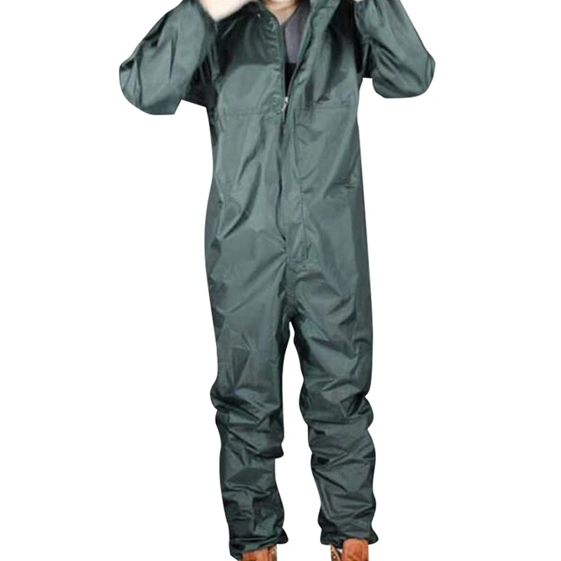 2PCS Motorcycle Raincoat /Conjoined Raincoat/Overalls Men And Women Fission Rain Suit Rain Coat XL, Black & Armygreen