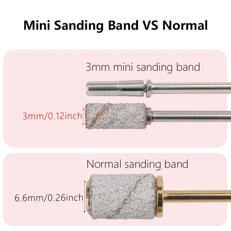 50/100Pcs 3mm Mini Weiß Schleifbänder Edelstahl Nagel Bohrer Bits Dorn Elektrische Maniküre Zubehör Werkzeug