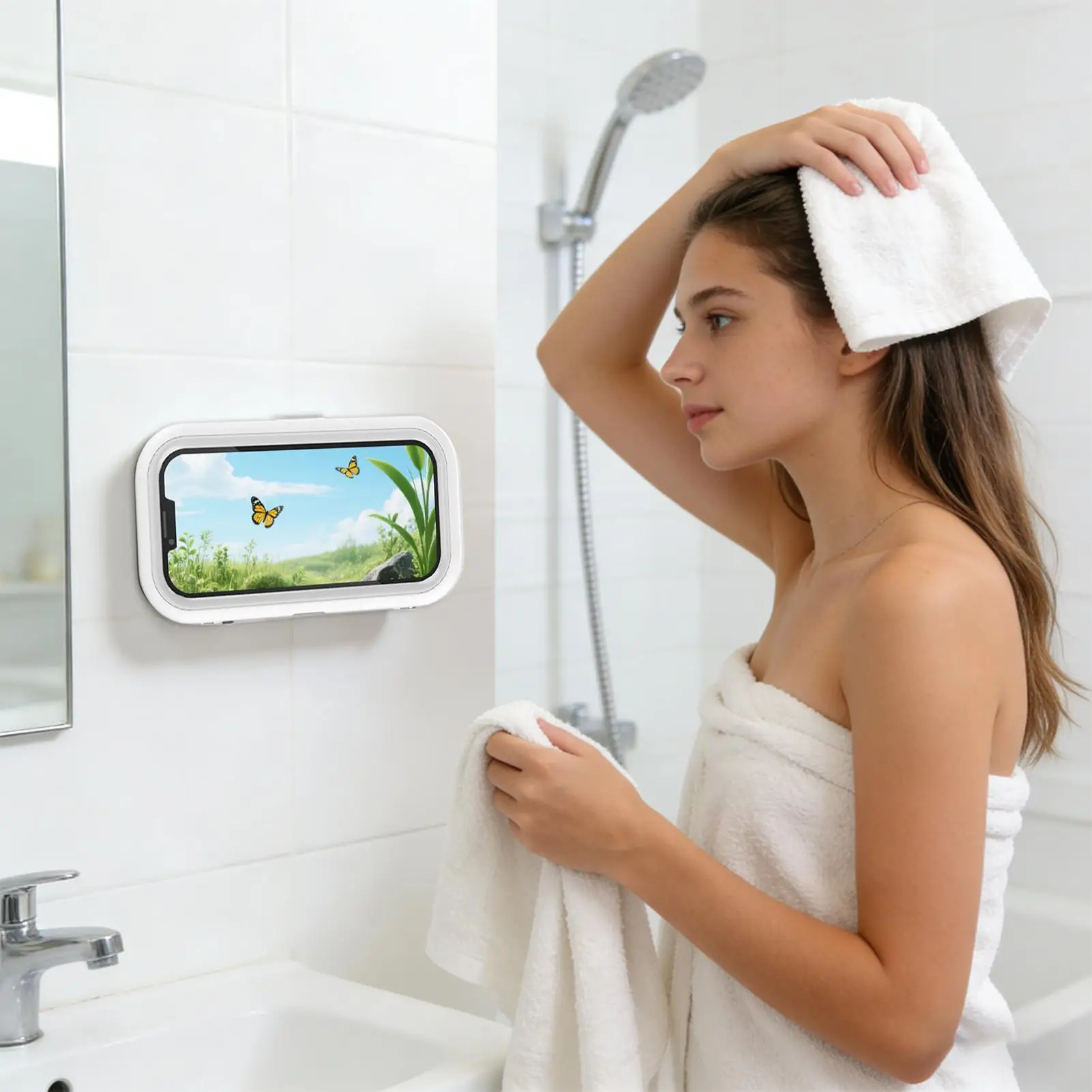 Bathroom Phone Holder 360 Degree Rotation Stand Touch Screen Bathroom Phone Mount For Mirror Kitchen Beach Bathtub Travel Gym