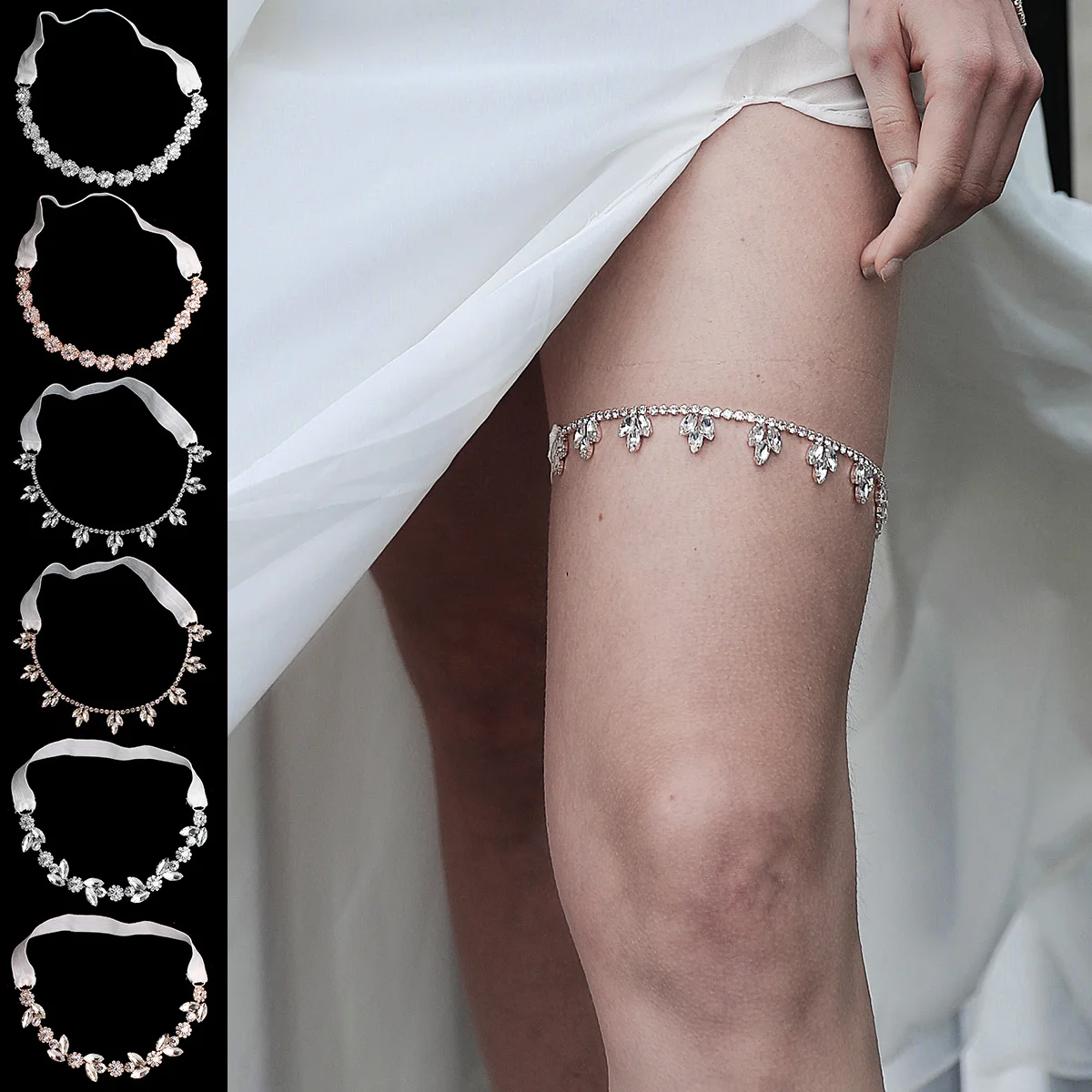 Fashion Bridal Leg Band Premium Luxury Crystal Leg Chain Girls Handmade Jewelry Rhinestone Garter Wedding Jewelry Accessories