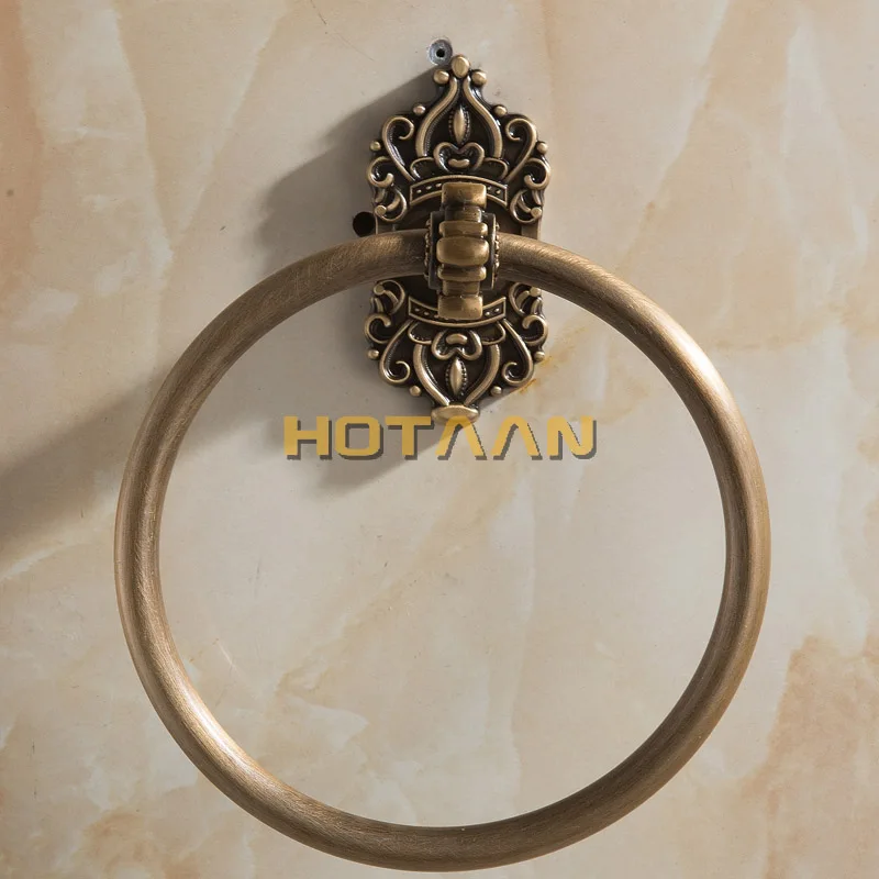 Solid Aluminium Wall-Mounted Round Antique Brass Color Towel Ring New Bathroom Towel Holder Towel Rack for Bathroom Accessories