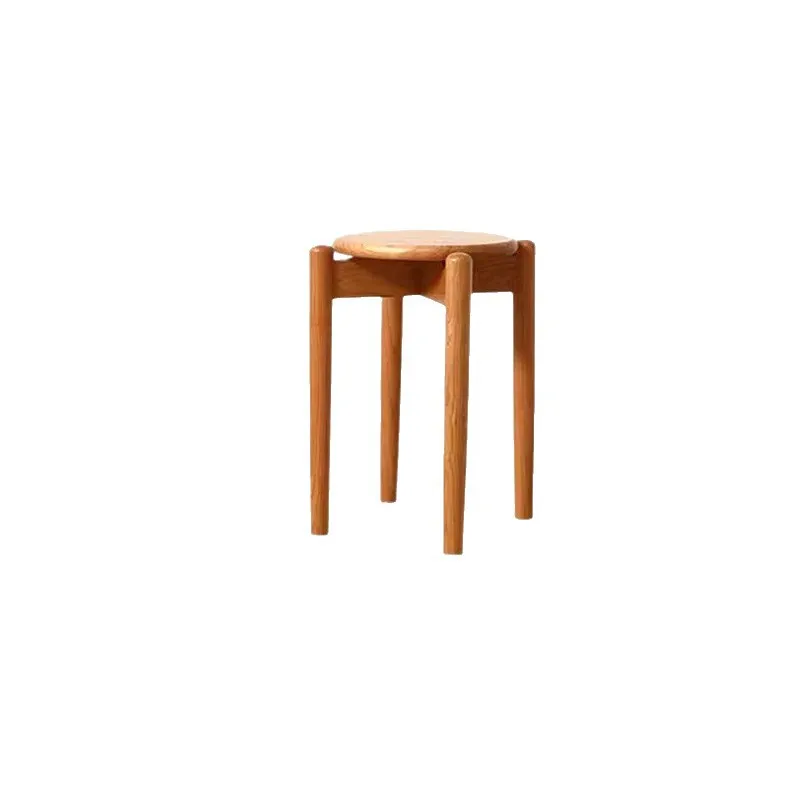 Solid wood cherry wood stackable restaurant round stool, home Nordic simple makeup stool