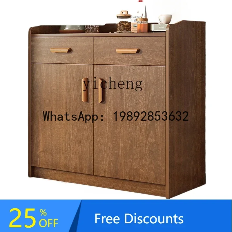

Living room side cabinet Household storage Solid wood color meal preparation wall locker