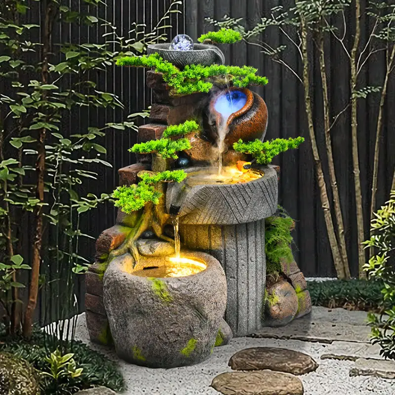 

Large-scale Flowing Water Fountain Waterfall Landscaping Balcony Outdoor Courtyard Water Feature Fish Pond Ornaments