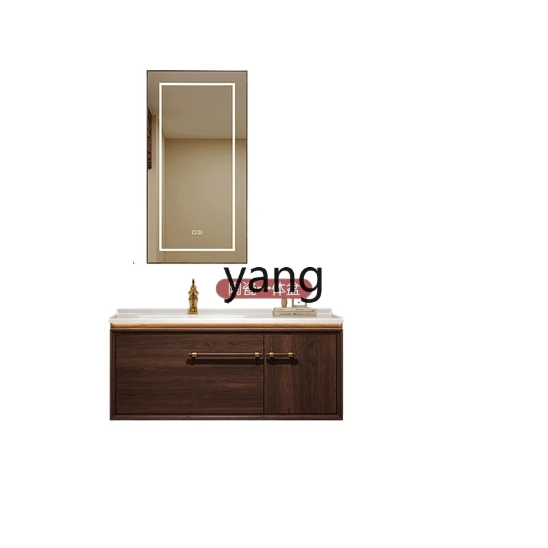 

CX new Chinese bathroom cabinet combination rock slab seamless hot bending ceramic integrated basin