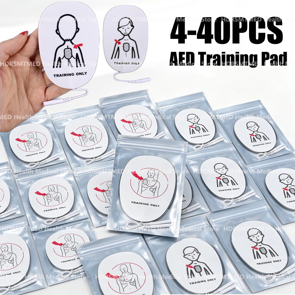 

4-40PCS Adult AED Training Defibrillation Electrode Conducting Patch for Adults Kids AED Traing Self Adhesive for First Aid