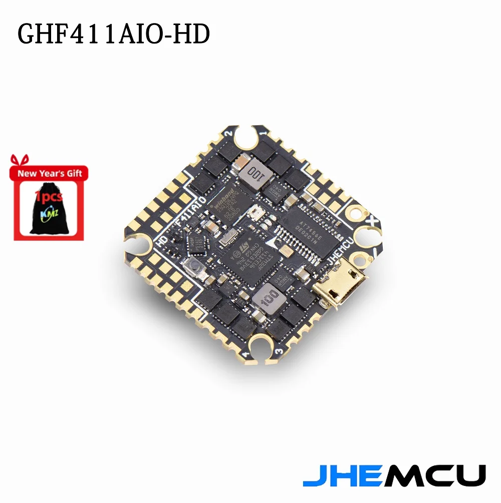 JHEMCU GHF411AIO-HD 40A F411 ICM42688P Flight Controller BLHELIS 40A 4in1 ESC 3-6S for FPV Toothpick Ducted Drones DIY Parts