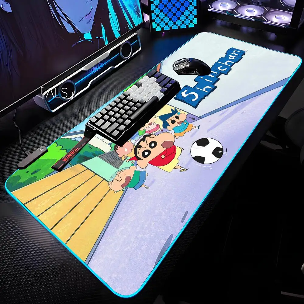 

Милый коврик для мыши S-ShinchanES с RGB-подсветкой, коврик для мыши для ноутбука, коврик для мыши для ноутбука, геймерский коврик для компьютерного стола, игровые аксессуары